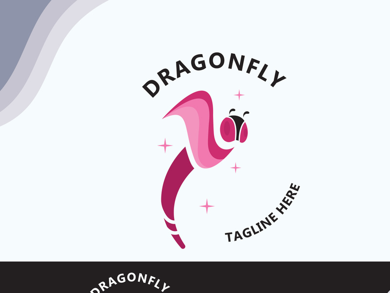 Dragonfly logo design modern and elegant minimalist color style monoline illustration