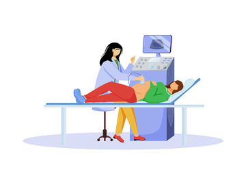 Ultrasound screening checkup of fetus flat vector illustration preview picture