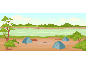 Campground flat color vector illustration preview picture