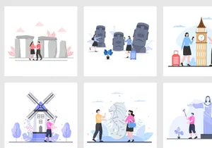 28 Travel Agency Around The World Vector Illustration