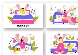 10 Wake Up Vector Illustration