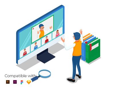 Online class meeting - Landing Page Illustration template