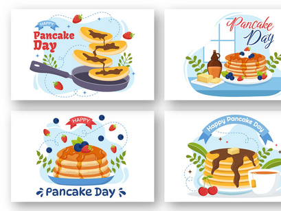 12 Pancake Day Vector Illustration
