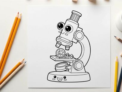 Cute cartoon microscope vector illustration flat design