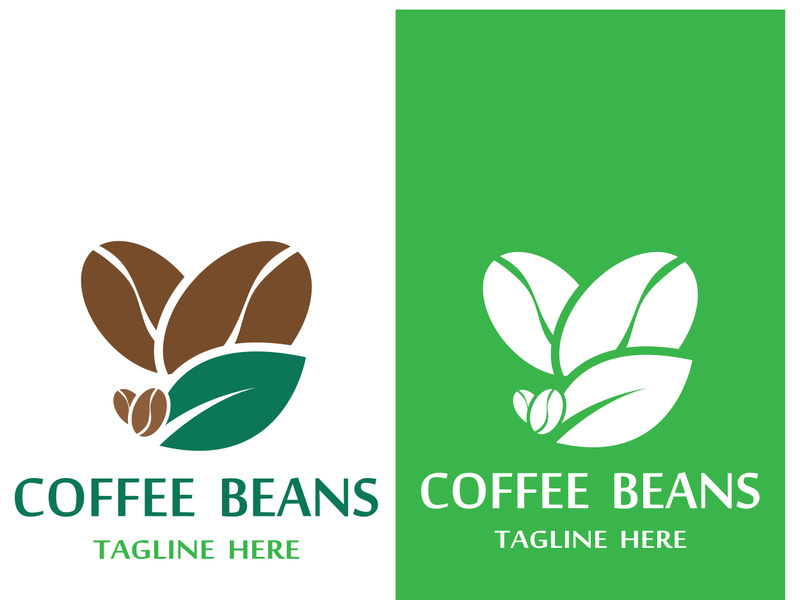 Coffee bean logo for cafe, business, label.