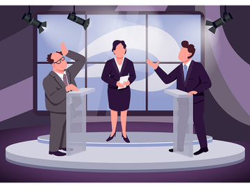 Television debate flat color vector illustration preview picture