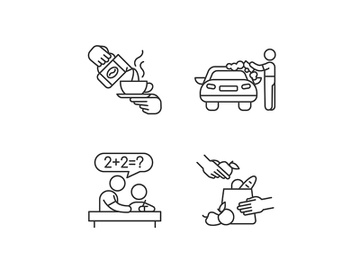 Teen jobs linear icons set preview picture