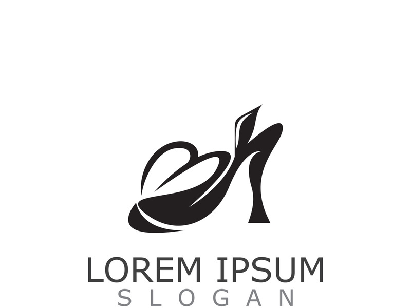 Women shoes logo design High heel fashion shop icon vector for business store