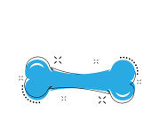 Dog Bone With Splash Effect Vector Illustration. Dog Bone Sign Like Cartoon Toy Icon and Skeleton.