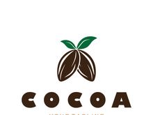 cocoa logo,cocoa bean,cocoa tree,cocoa branches and leaves,chocolate mix on white background,vintage,modern,simple,minimalist icon illustration template design vector