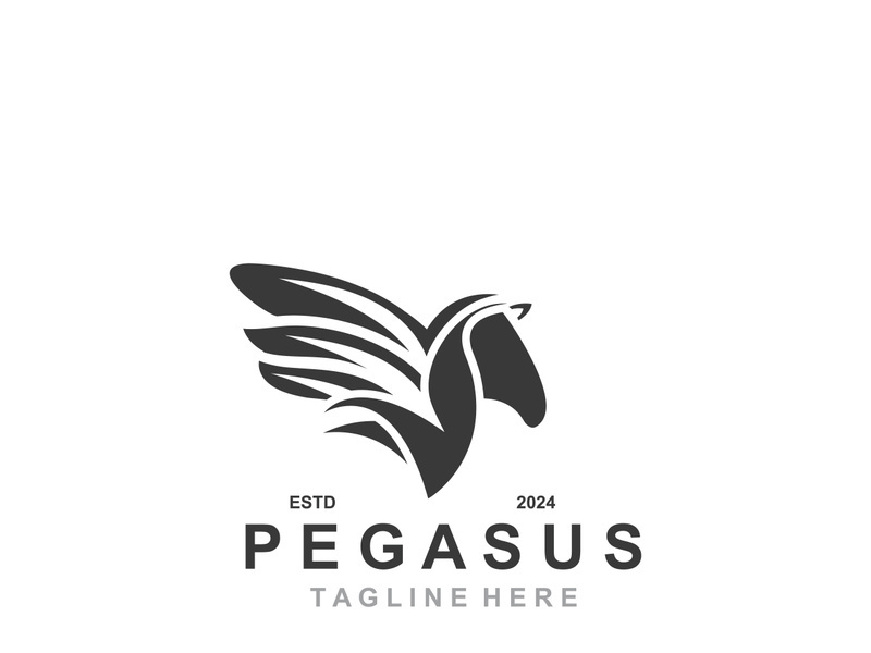 Pegasus horse Logo minimalist, Line art, Modern simple mascot, Mystic premium emblem