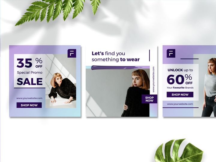 Elegant purple Fashion Sale Banner Social Media template