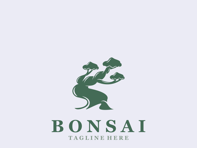 Bonsai Tree Logo Design template. vintage  illustration of aesthetic bonsai plants culture