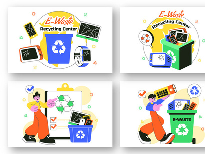 10 E-Waste Recycling Center Illustration