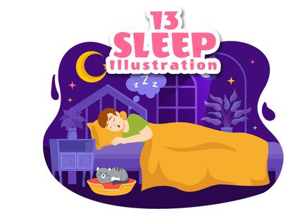 13 Sleep and Sweet Dreams Vector Illustration