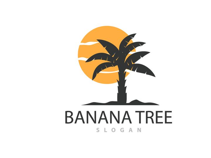 Banana Tree Logo, Banana Tree Simple Silhouette Design