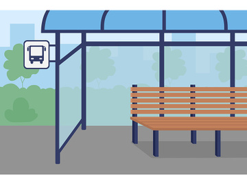 Bus stop flat color vector illustration preview picture