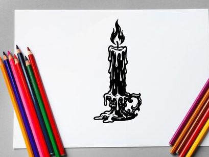 Schwarze gotische Kerzen-Illustration mit tropfendem Wachs und Flammen