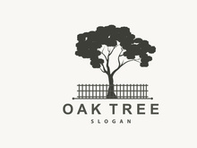 Oak Tree Logo, Nature Tree Plant Vector, Minimalist Simple Design