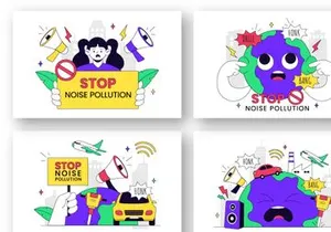 10 Noise Pollution Vector Illustration