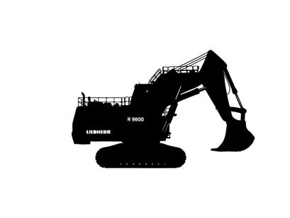 Silhouette of a large excavator machine in profile view
