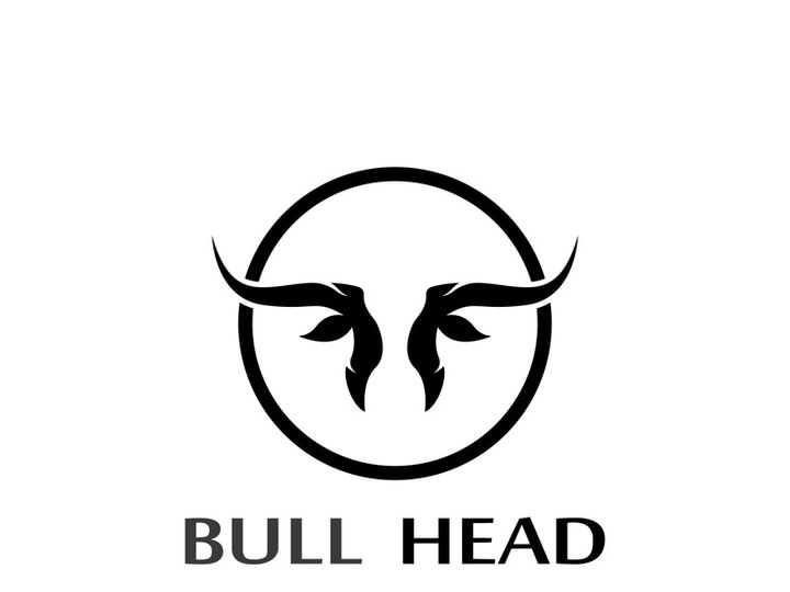 Retro vintage bull head horns logo.