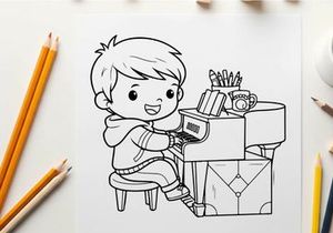 Boy reading book at desk vector illustration flat design