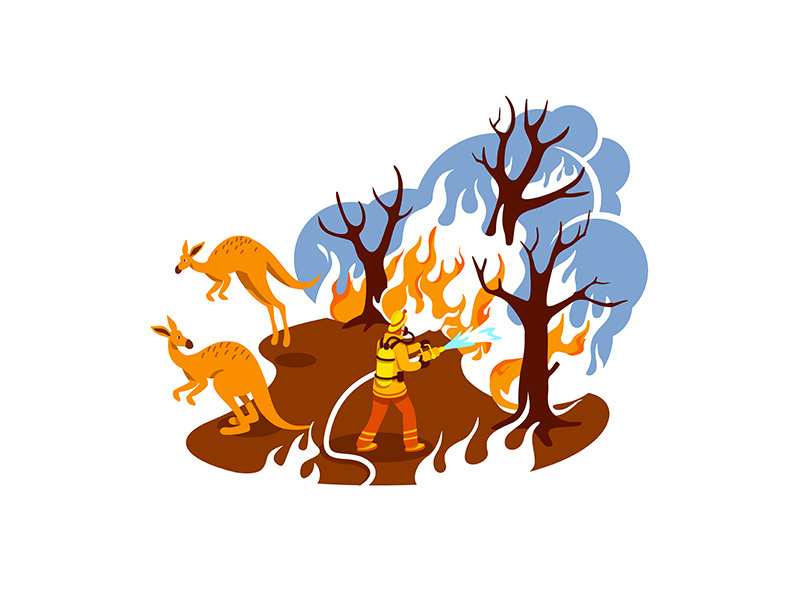 Save burning forest 2D vector web banner, poster