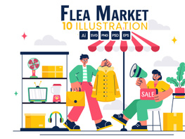 10 Flea Market Shopping Illustration preview picture