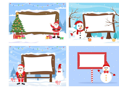 20 Merry Christmas With Santa Claus Background Vector