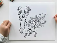 Magical reindeer with sparkles vector illustration flat design