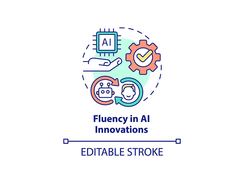 Fluency in AI innovations concept icon