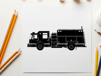 Silhouette of a fire truck vehicle emergency response