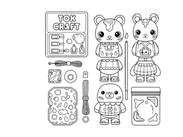 Cute bear tok craft DIY kit vector illustration flat design preview picture