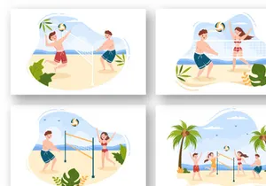 15 Volleyball Player Cartoon Illustration