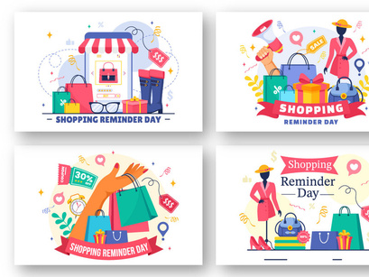 12 Shopping Reminder Day Illustration