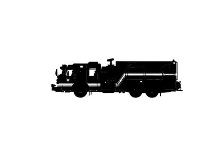 Silhouette of a large fire truck with a tanker