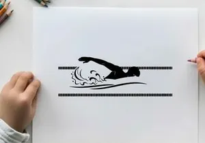 Silhouette of a person swimming in a pool