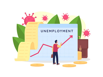 Rising unemployment rate flat concept vector illustration preview picture