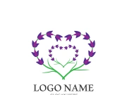 Fresh lavender flower logo vector flat design