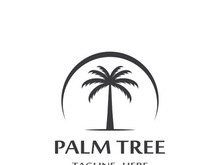 Palm tree summer logo design with creative ideas.