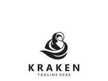 Kraken Octopus logo vintage ocean animal illustration template