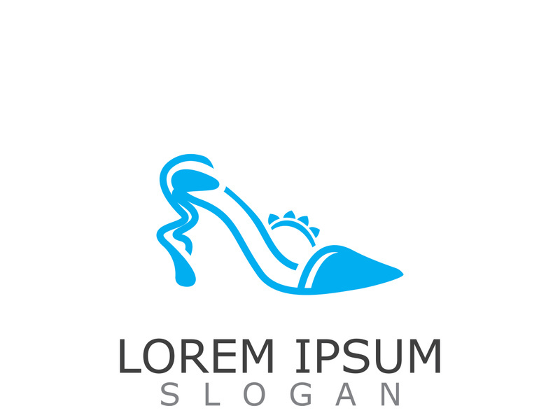 Women shoes logo design High heel fashion icon template vector for business store