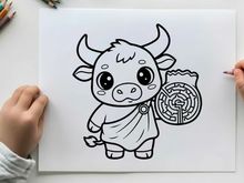 Cute cow with brain vector illustration flat design
