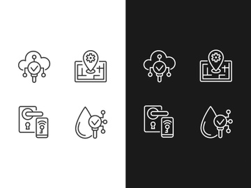 IoT technologies pixel perfect light and dark theme color icons set preview picture