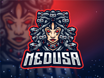 Medusa esport mascot logo design vector preview picture
