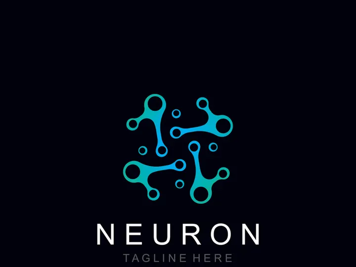 Neuron logo or nerve cell healthy abstract molecule design template