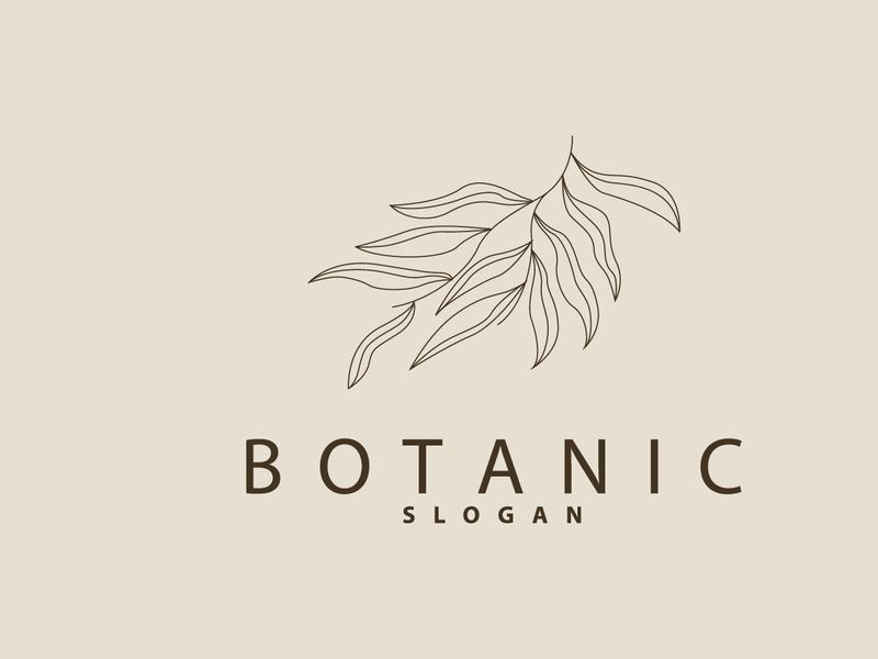 Leaf Line Logo, Beautiful Hand Drawn Design