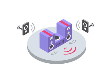 Stereo system isometric color vector illustration preview picture