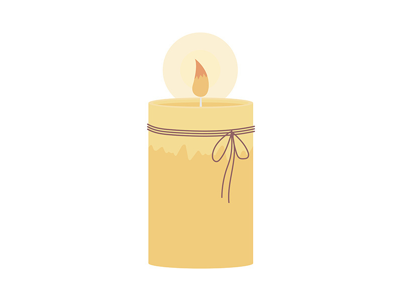 Burning candle semi flat color vector object